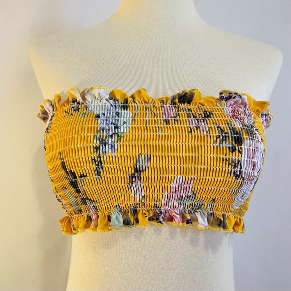 Yellow Ruffle Bandeau Swim Top or casual top